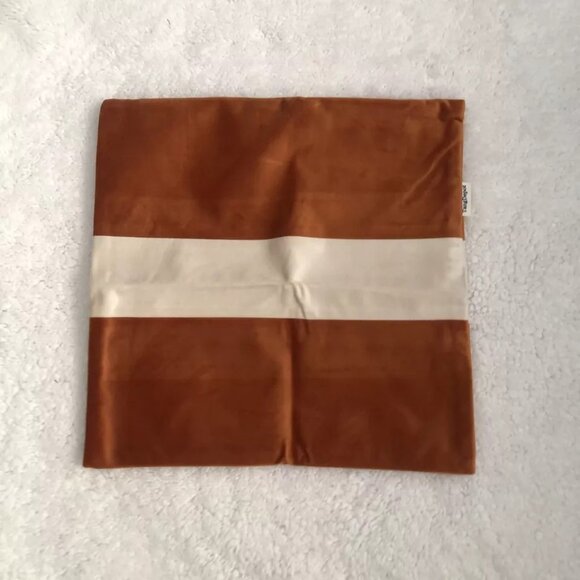 TangDepot Hevey Velvet Striped Pillow Case Only (12” X 12”) 2 Pcs Orange - Picture 2 of 4